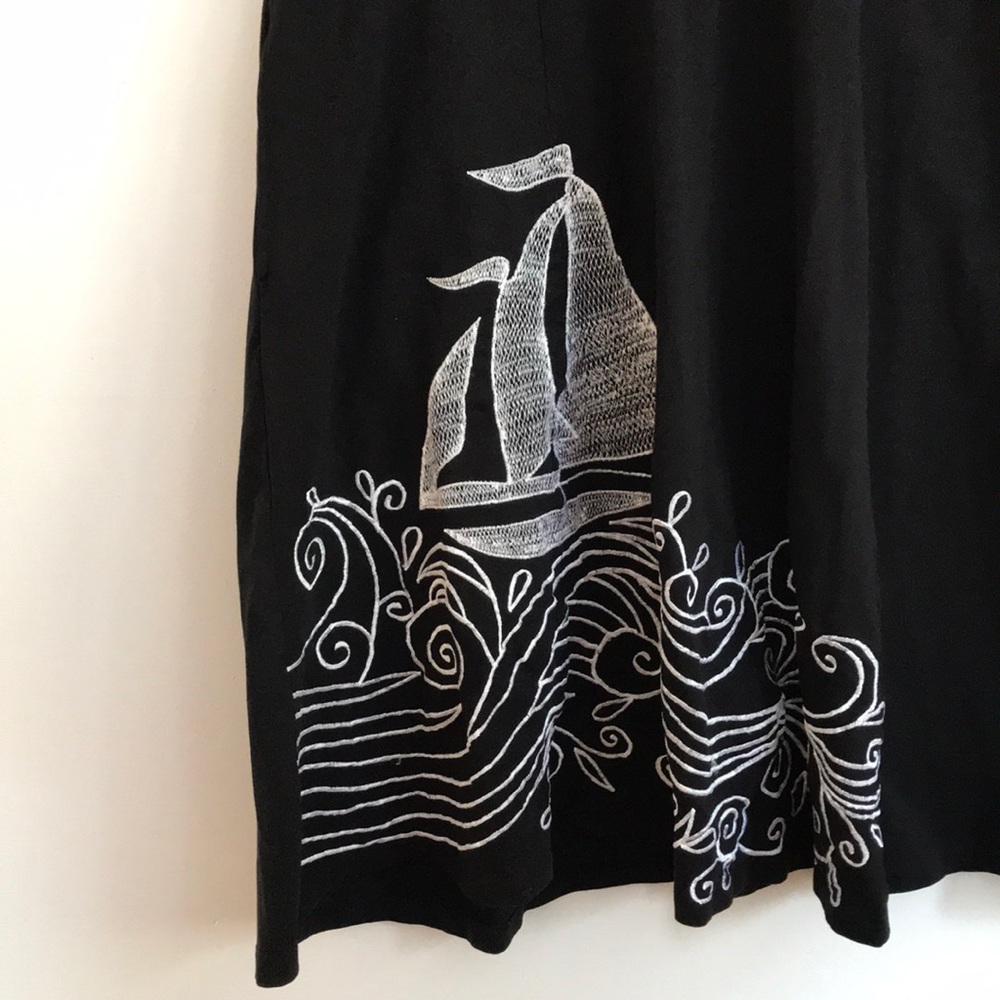 Black White Embroidered Sailboat eShakti Dress 14